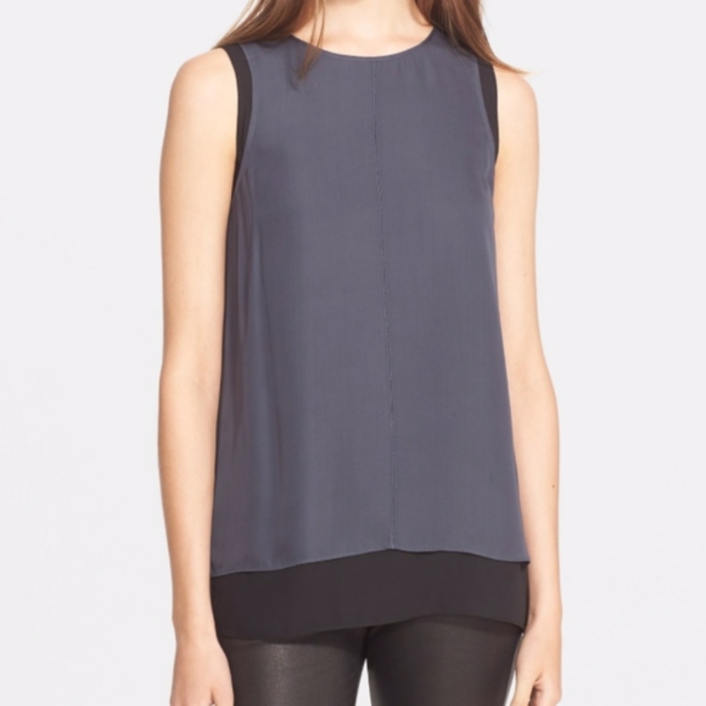 Vince Two Toned Silk Layered Tank